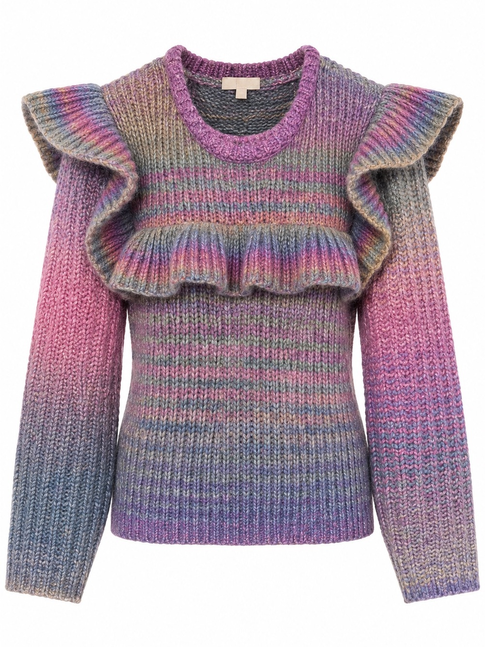 LoveShackFancy Multicolor Ruffled Wool and Alpaca Knit Sweater